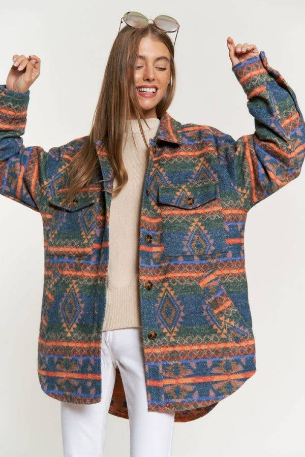 Aztec Print Oversized Shirt