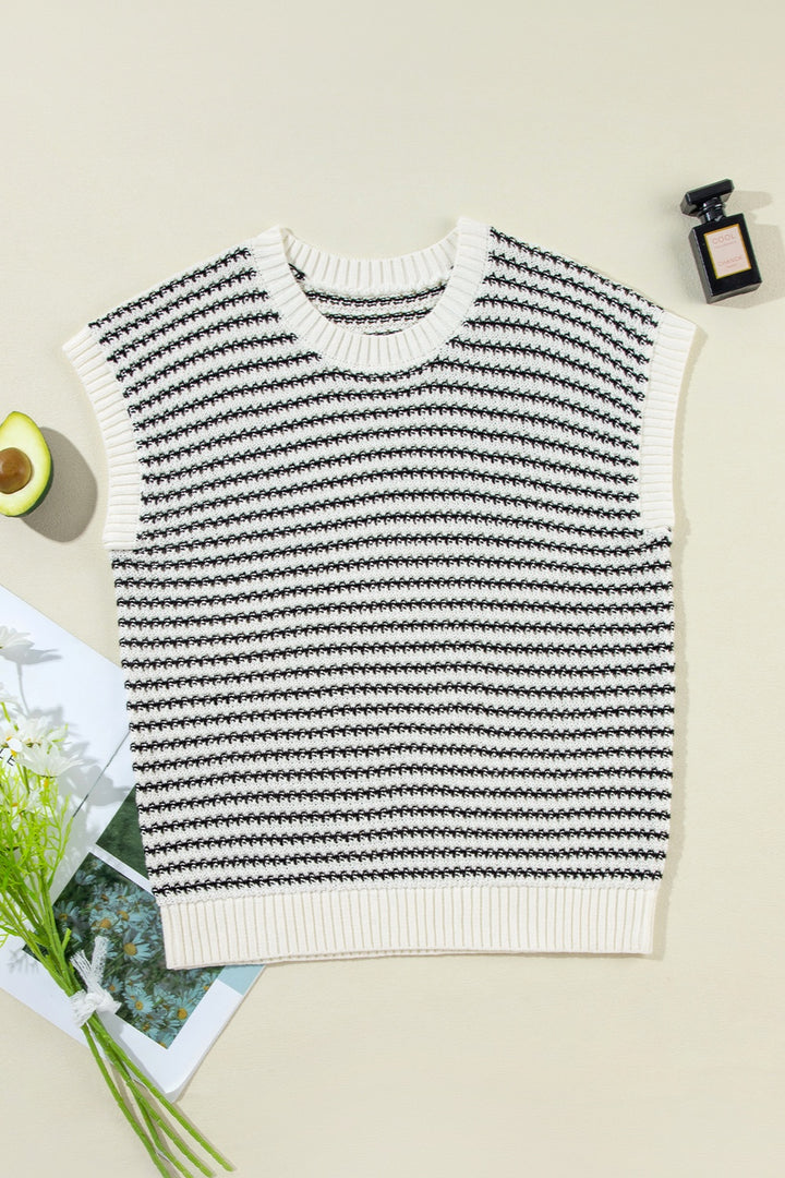 Striped Sleeveless Sweater Top