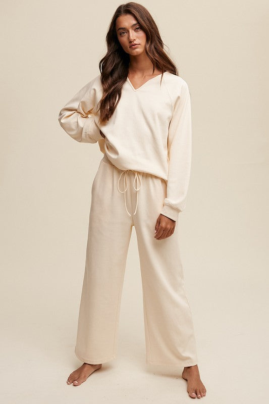 Casual V-neck Sweater & Pant Set