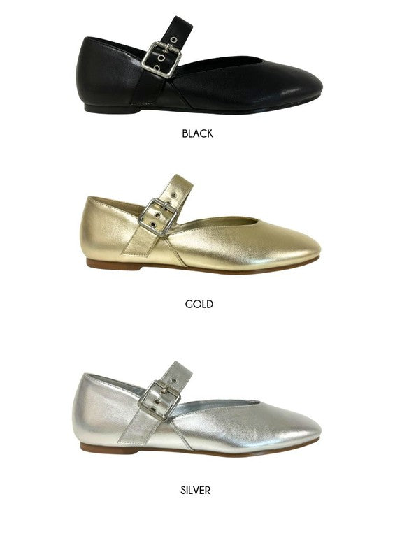 Faux Leather Ballet Flats