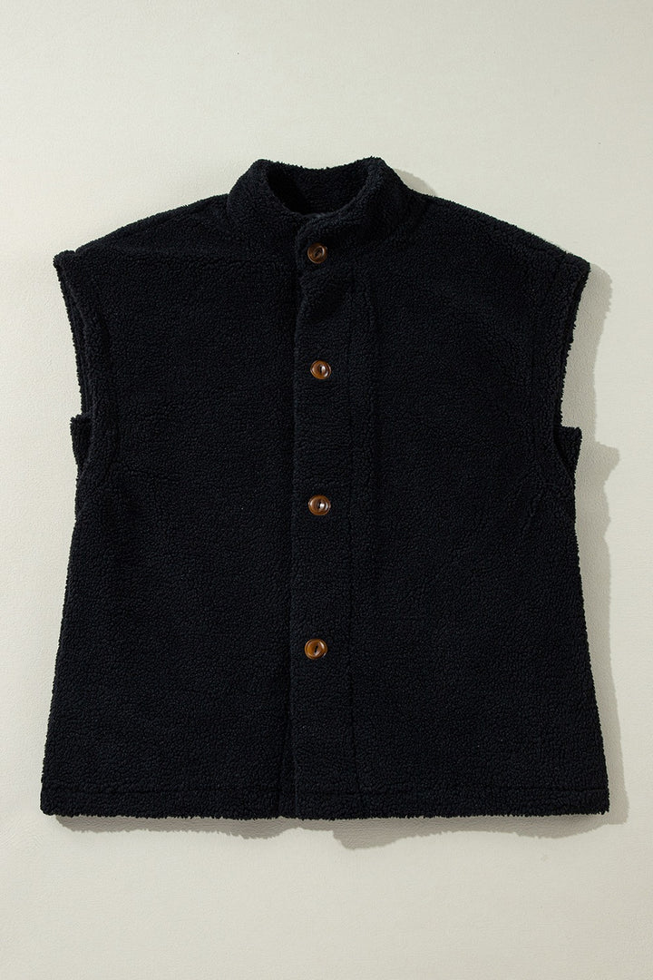 Mock Neck Button Up Vest