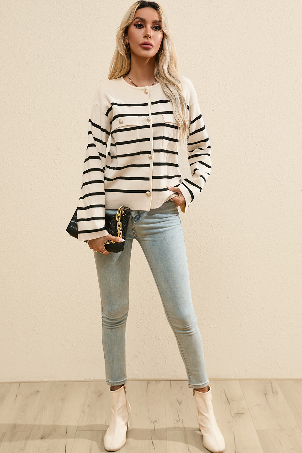 Preppy Striped Cardigan