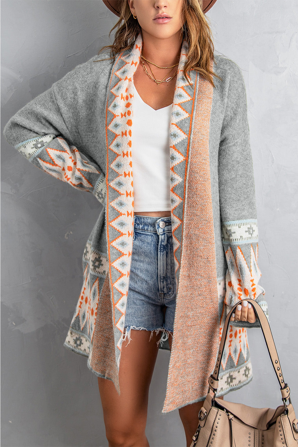 Geometric Print Cardigan