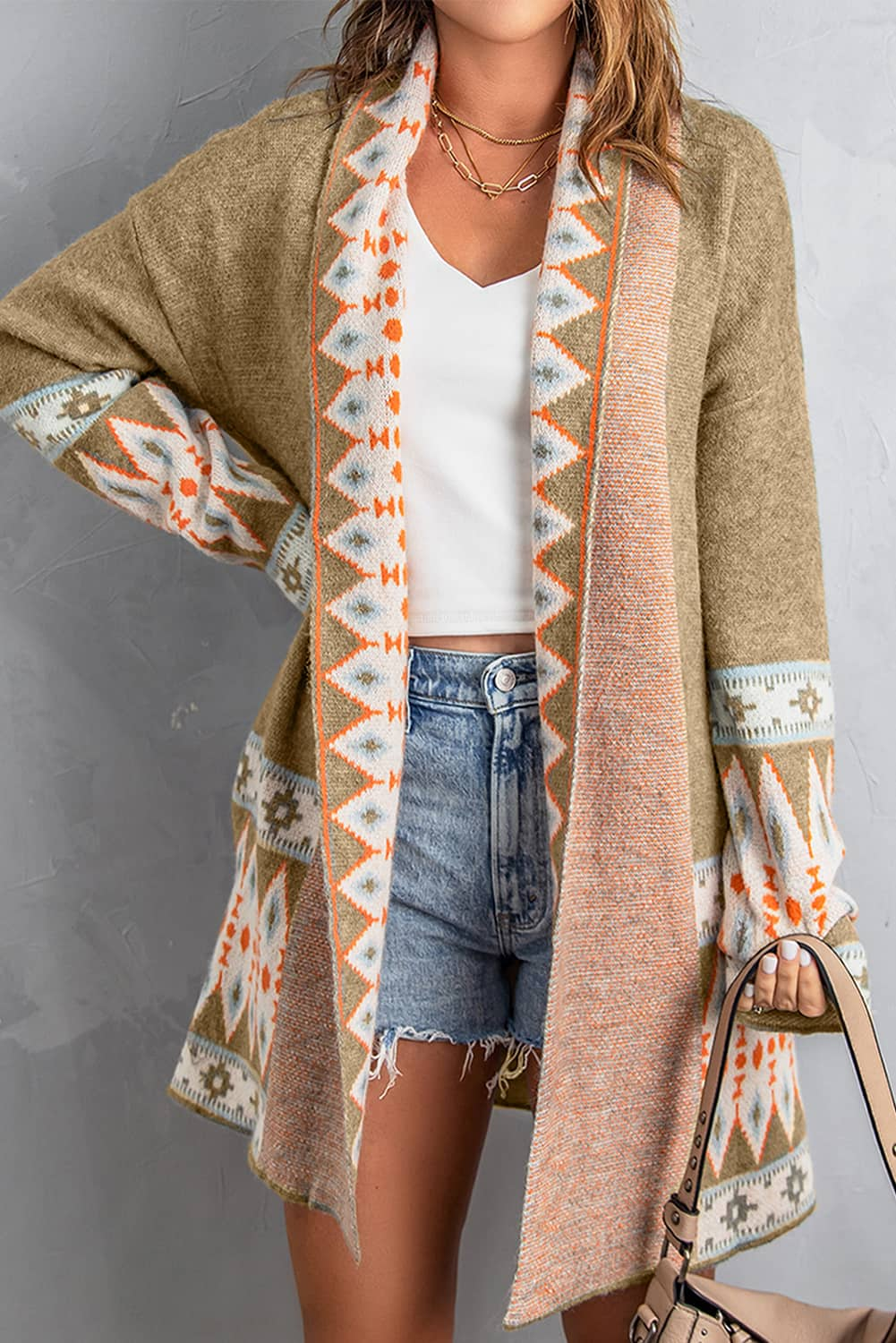 Geometric Print Cardigan