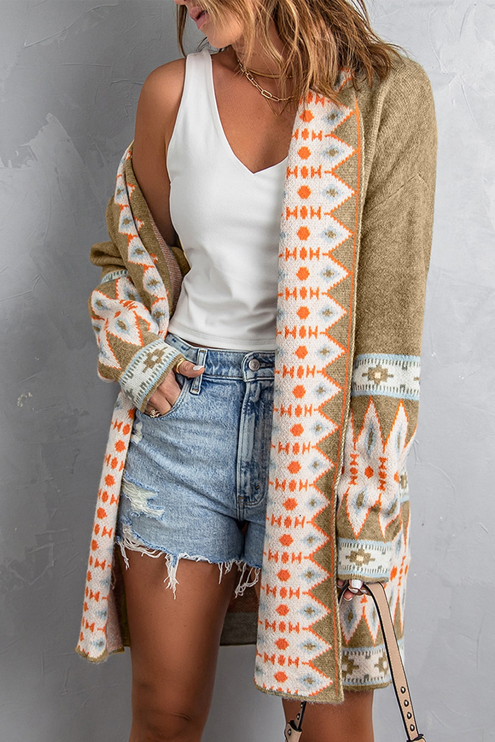 Geometric Print Cardigan