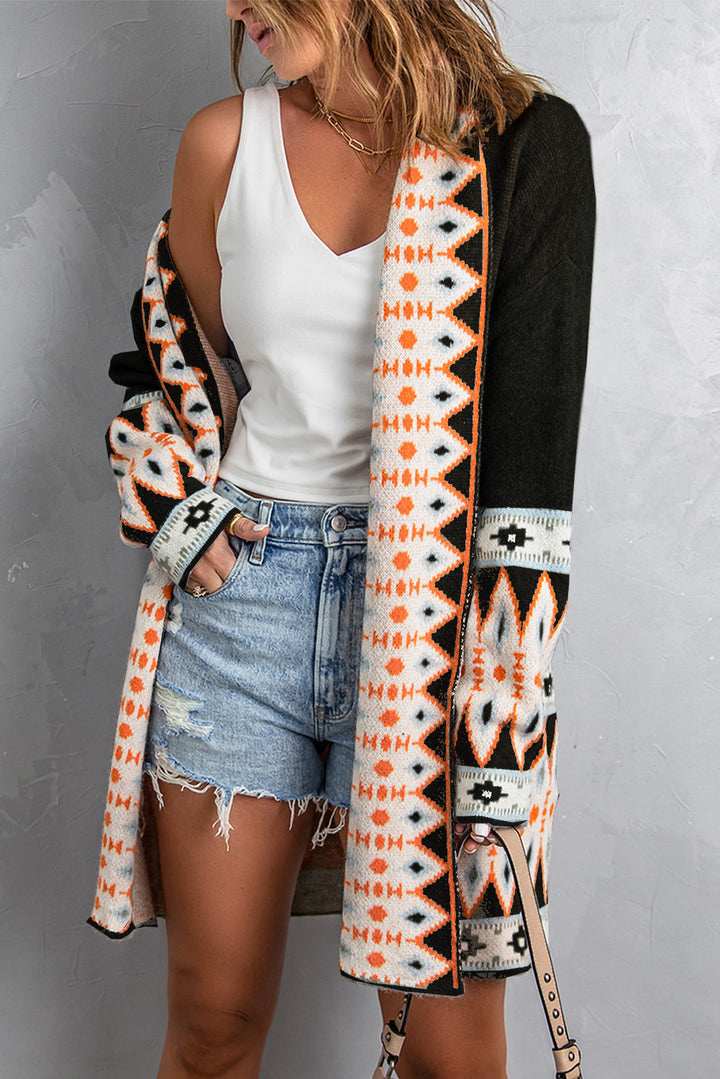 Geometric Print Cardigan