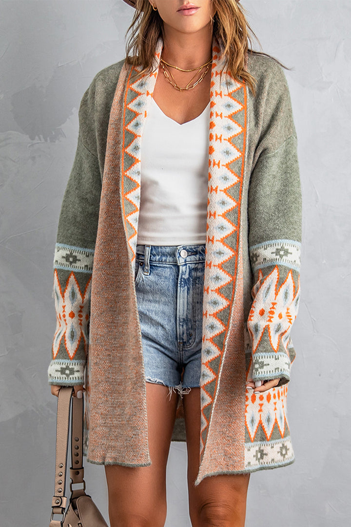 Geometric Print Cardigan