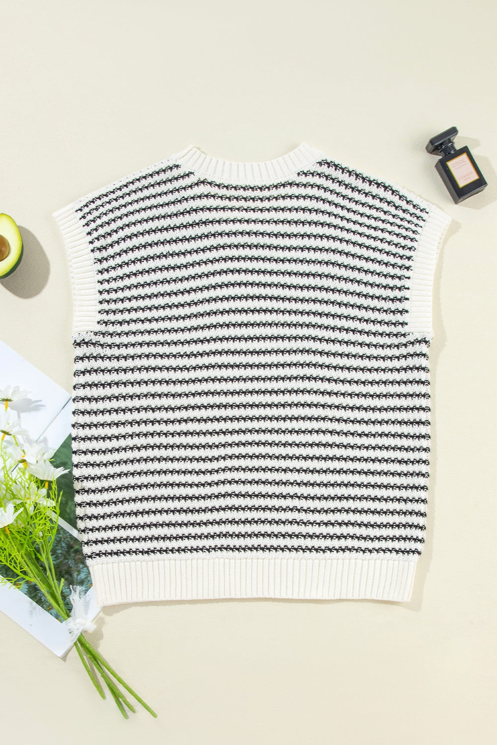 Striped Sleeveless Sweater Top