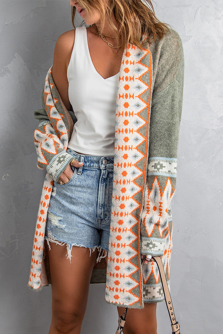 Geometric Print Cardigan