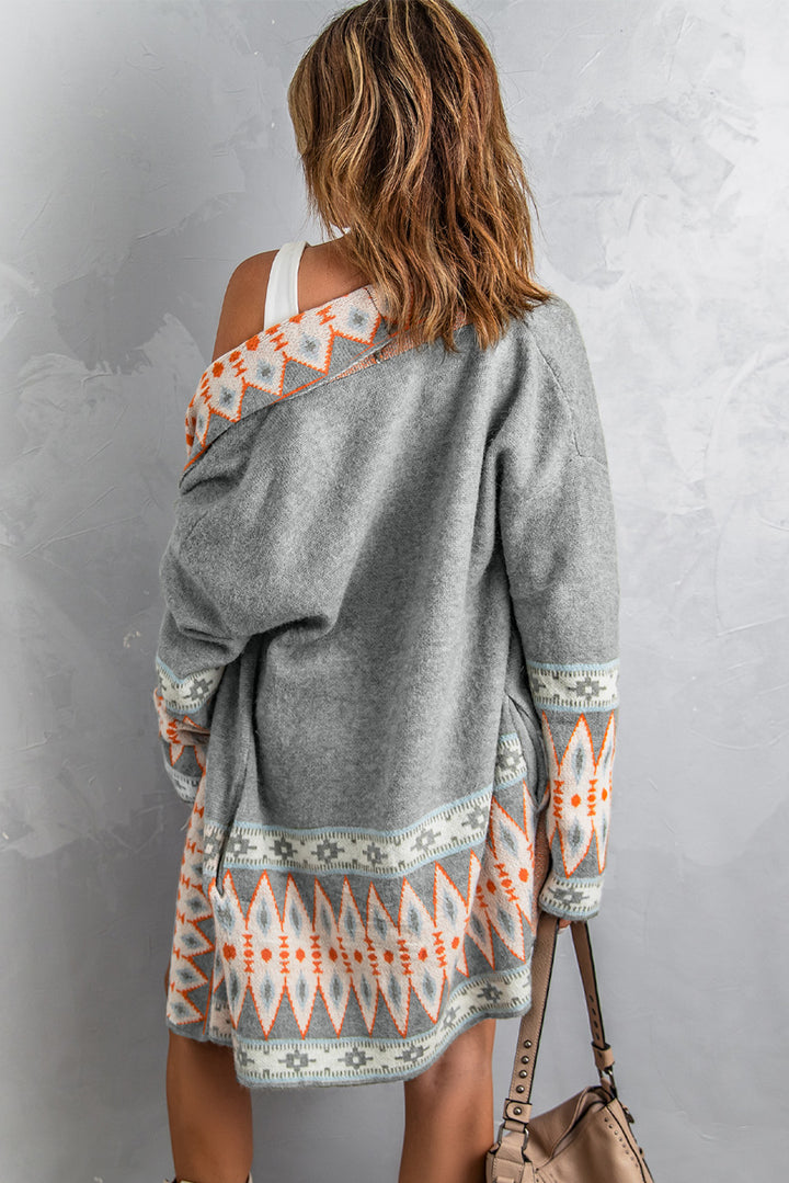 Geometric Print Cardigan