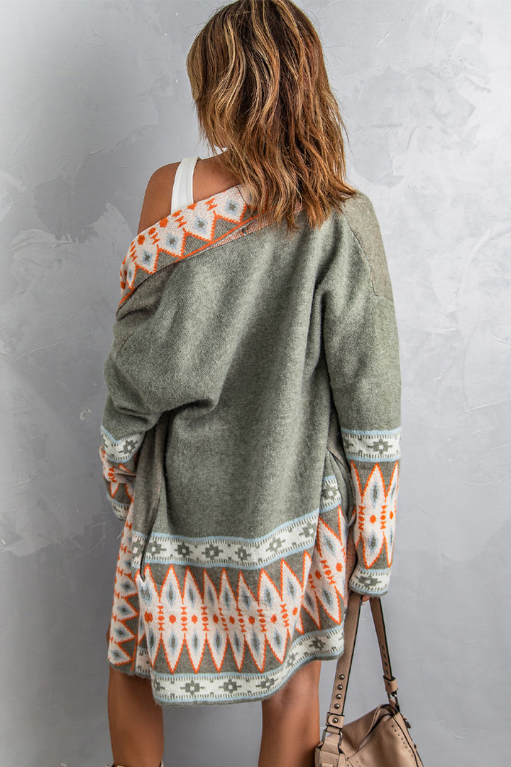 Geometric Print Cardigan