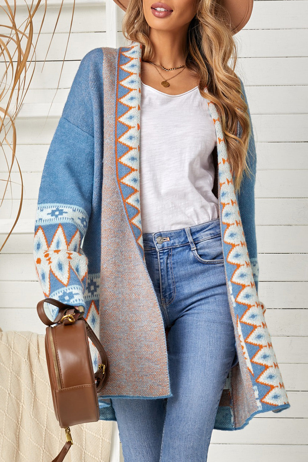 Geometric Print Cardigan